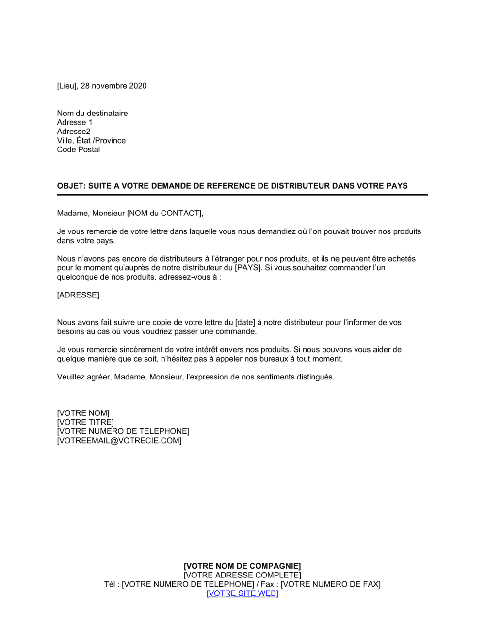 Business-in-a-Box's Réponse et référence à un distributeur