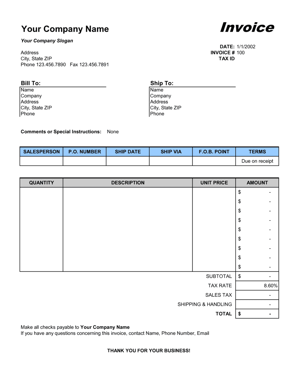 invoices templates for excel