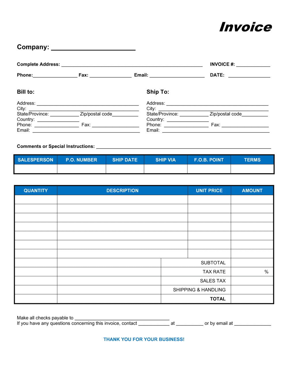 Commercial Sales Invoice Template  by Business-in-a-Box™ For Invoice Template Filetype Doc