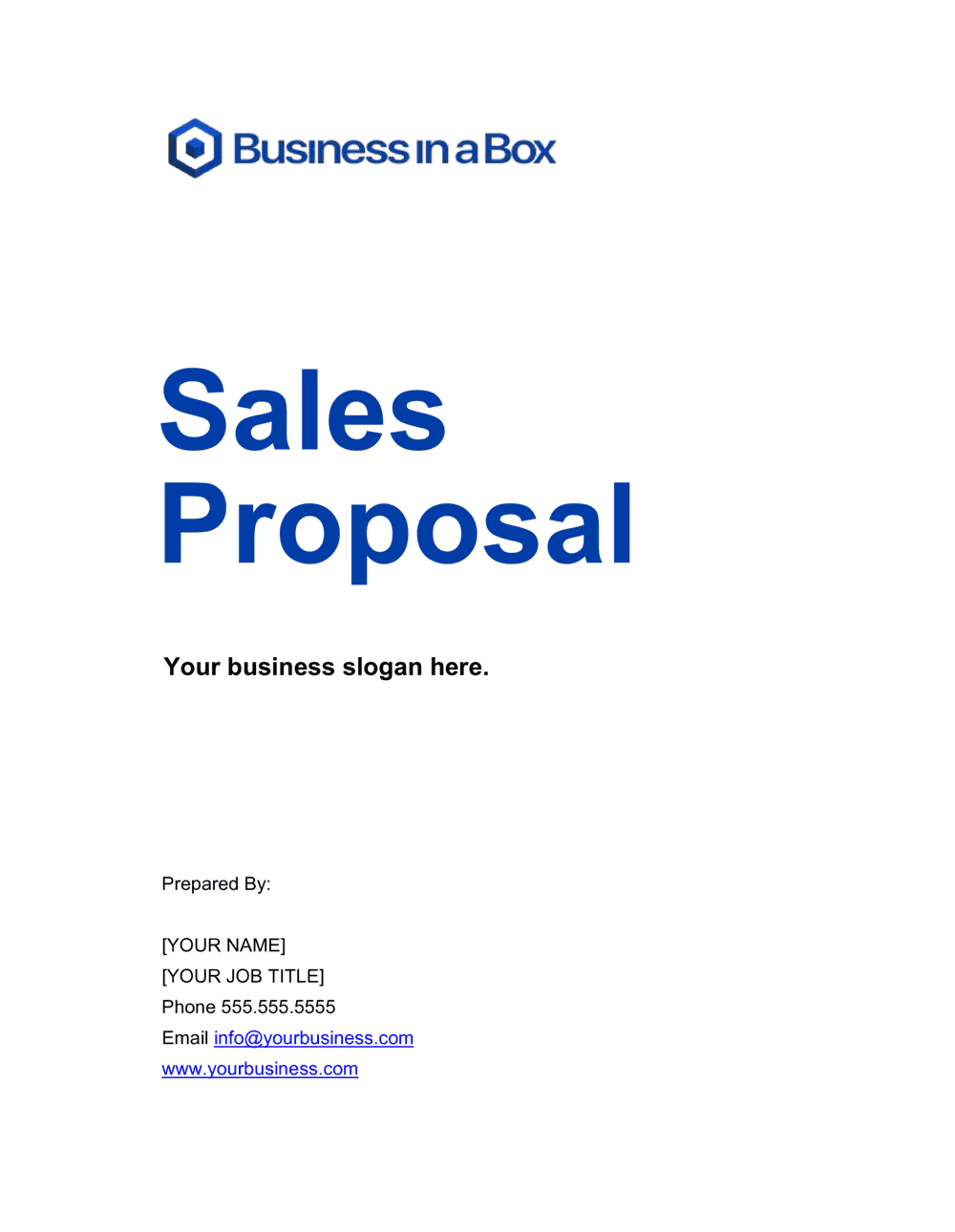 Sales Proposal Template  by Business-in-a-Box™ Intended For Business Sale Proposal Template