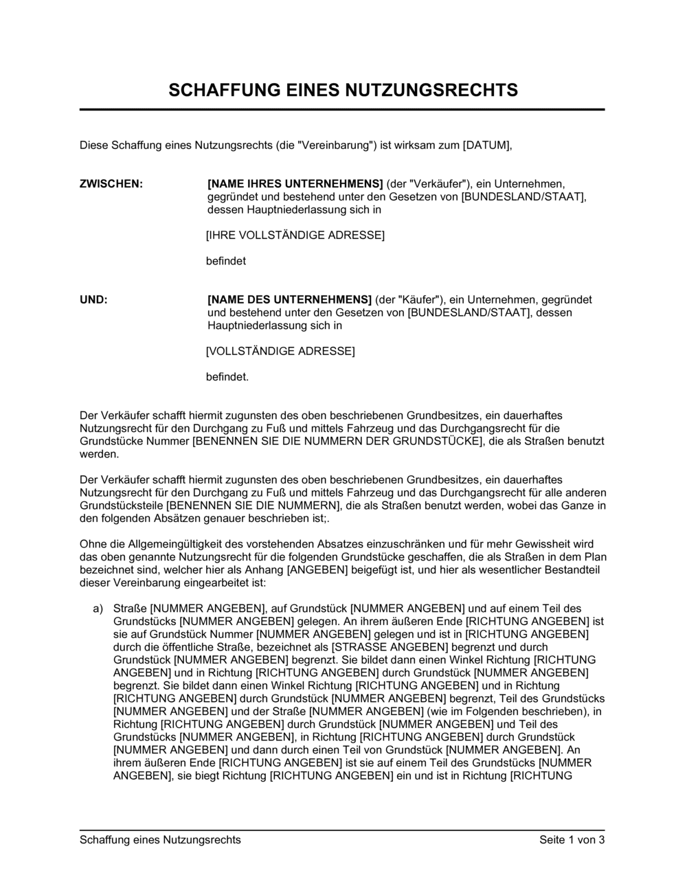 Business-in-a-Box's Schaffung eines Nutzungsrechts