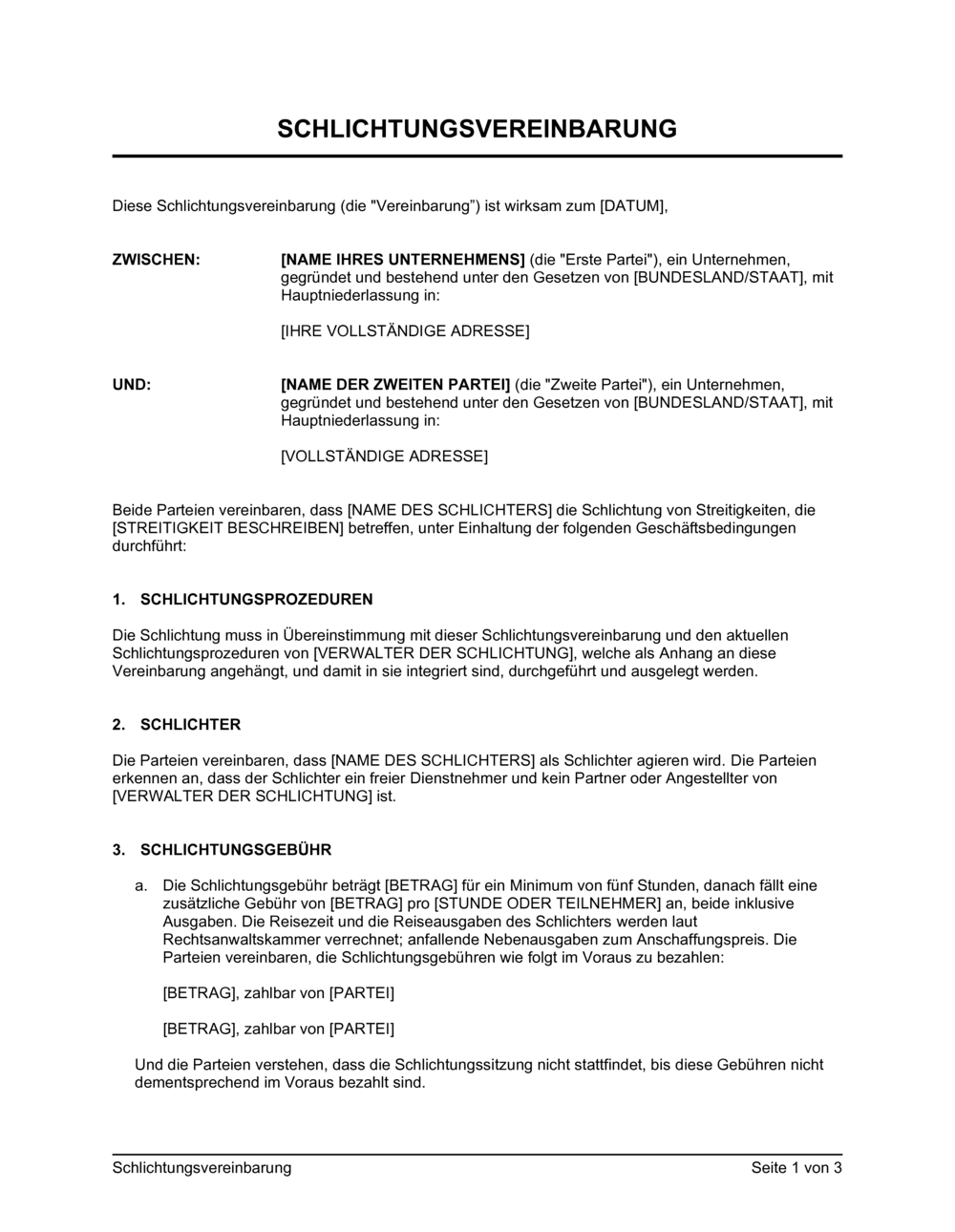 Business-in-a-Box's Schlichtungsvereinbarung