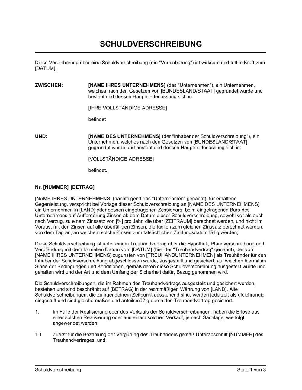 Business-in-a-Box's Schuldverschreibung