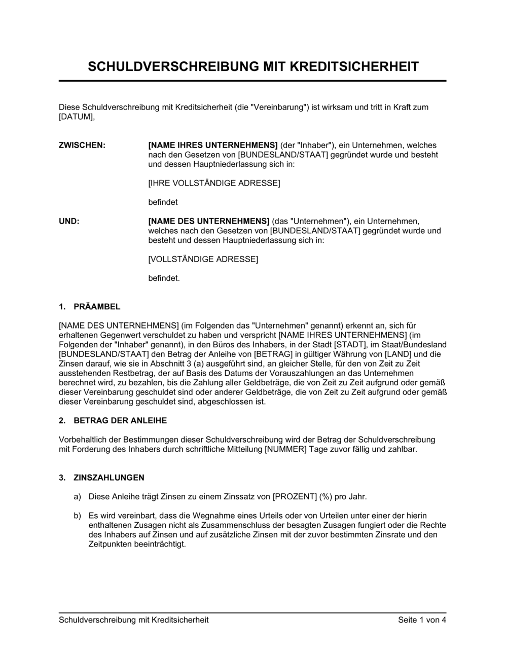 Business-in-a-Box's Schuldverschreibung mit Kreditsicherheit