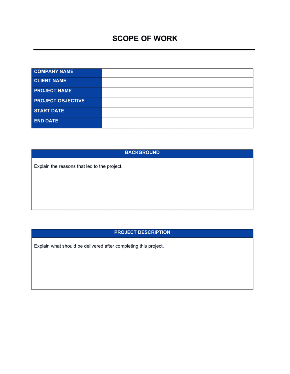 Scope Of Work Template Pdf