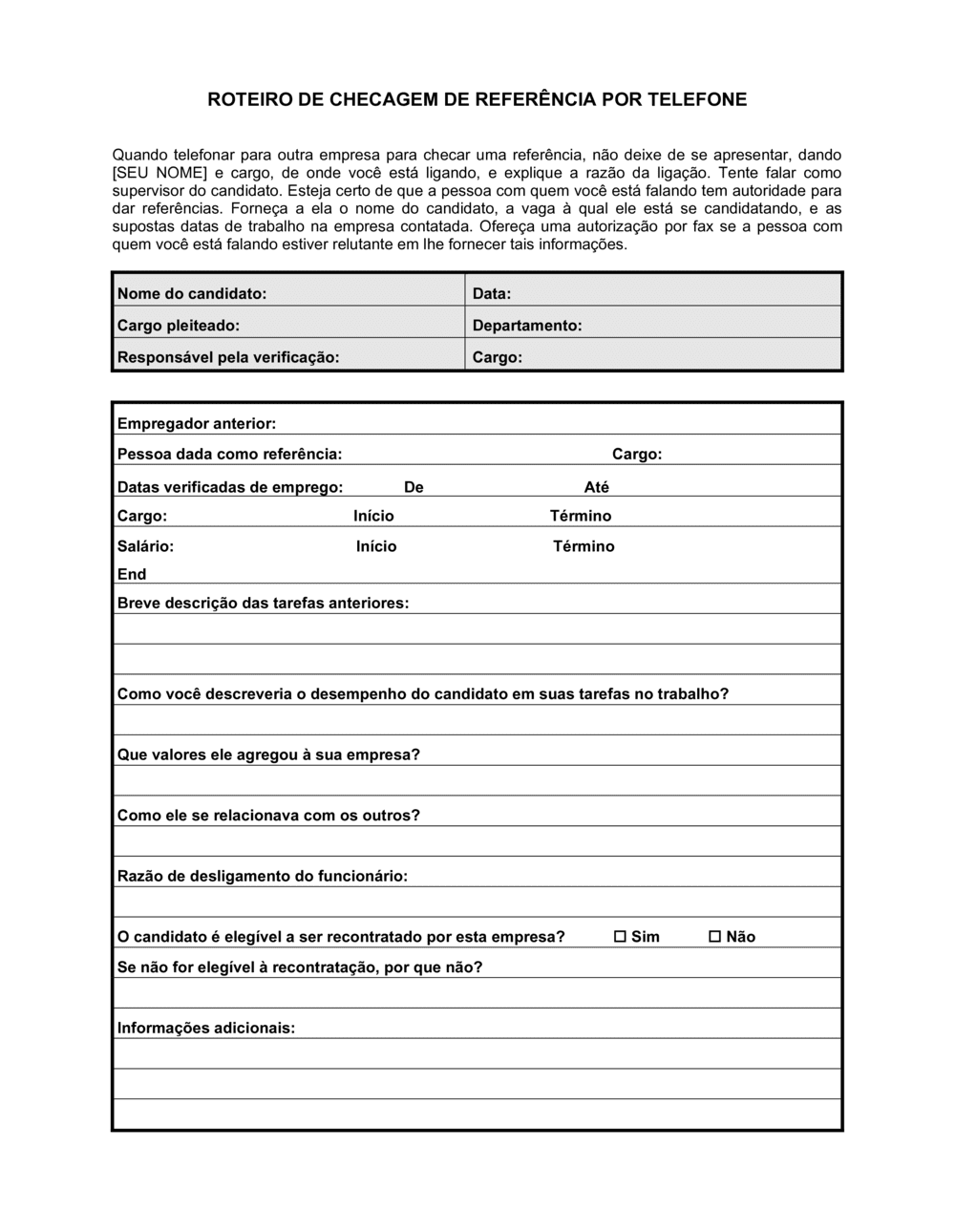 Business-in-a-Box's Script Telefônico para Verificação de Referência