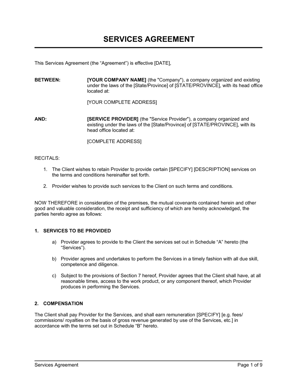 Service Agreement Template Doc from templates.business-in-a-box.com