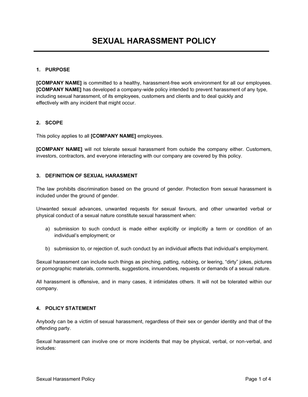 Sexual Harassment Policy Template by BusinessinaBox™
