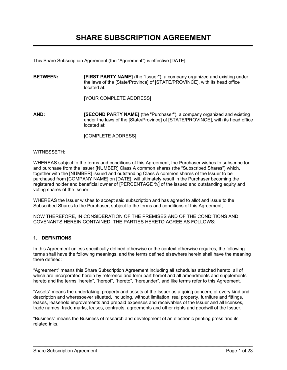 House And Flat Share Agreement Contract Template