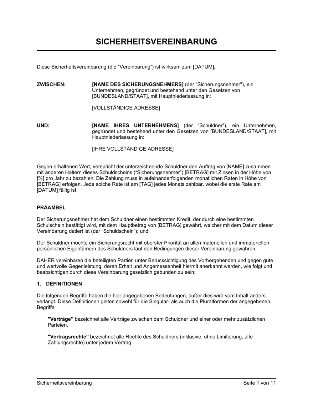 Business-in-a-Box's Sicherheitsvereinbarung