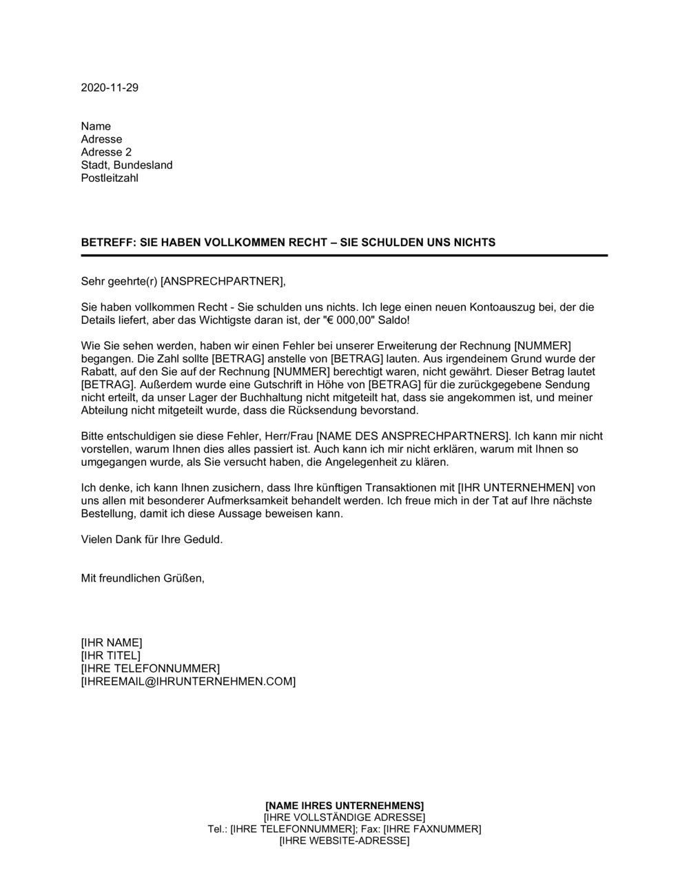 Business-in-a-Box's Sie haben vollkomen Recht - Sie schulden uns nichts