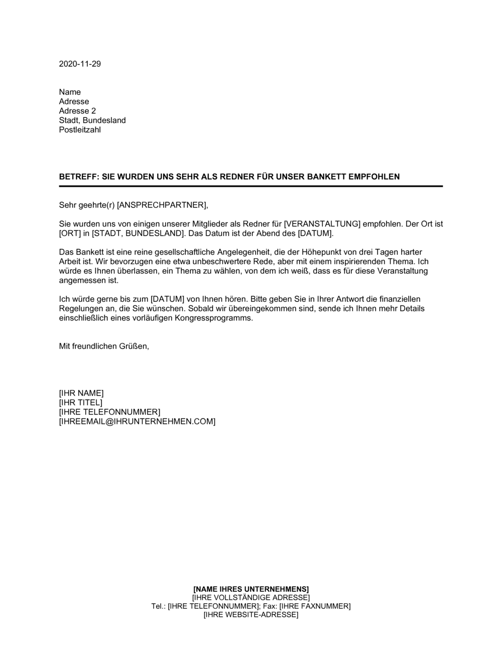 Business-in-a-Box's Sie wurden uns sehr als Redner für unser Banquet empfohlen