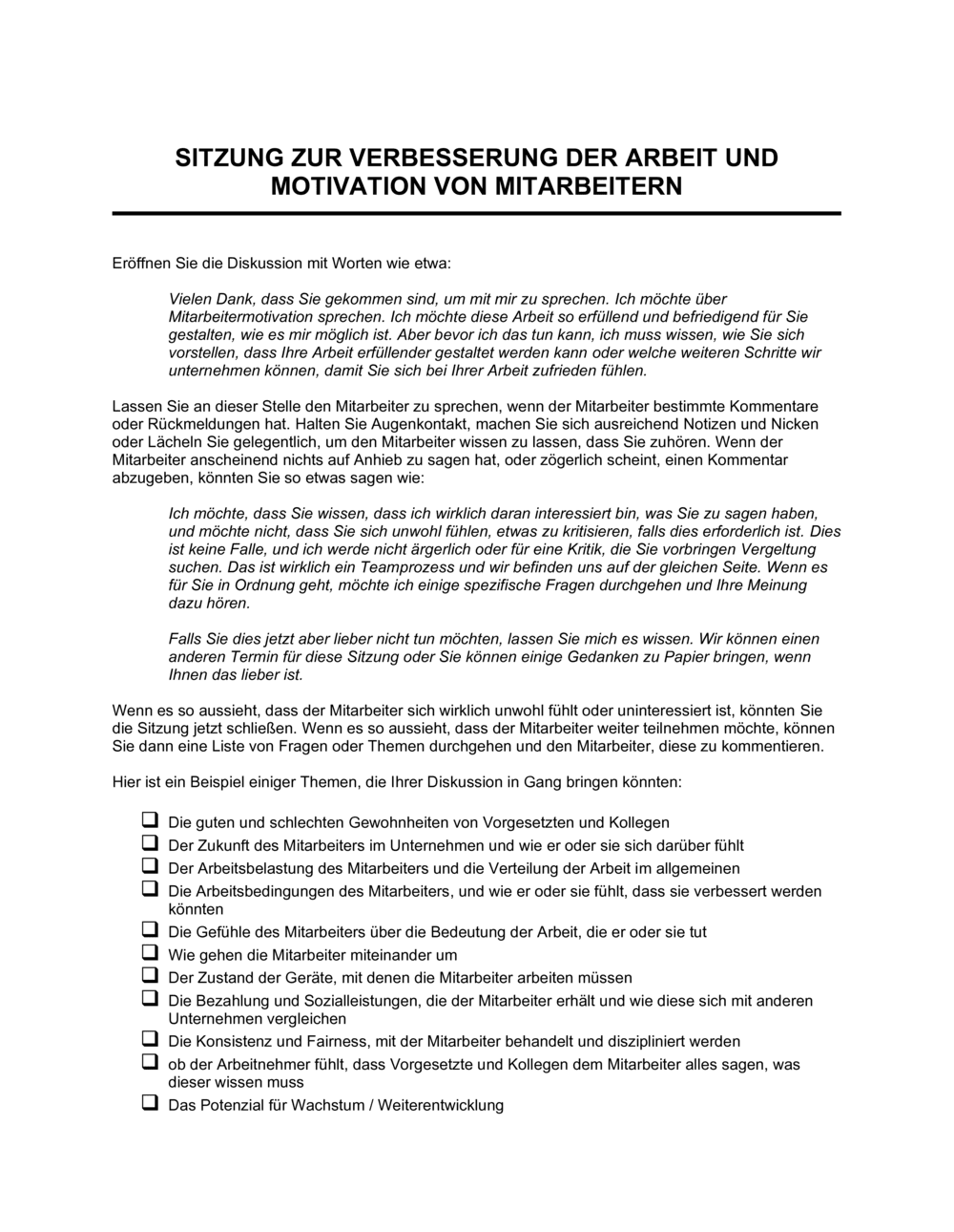 Business-in-a-Box's Sitzung zur Verbesserung der Arbeit und Motivation von Mitarbeitern