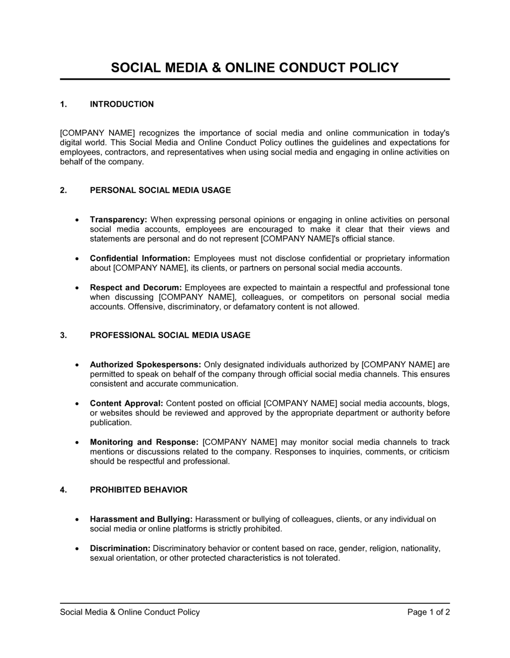 Business-in-a-Box's Social Media and Online Conduct Policy Template