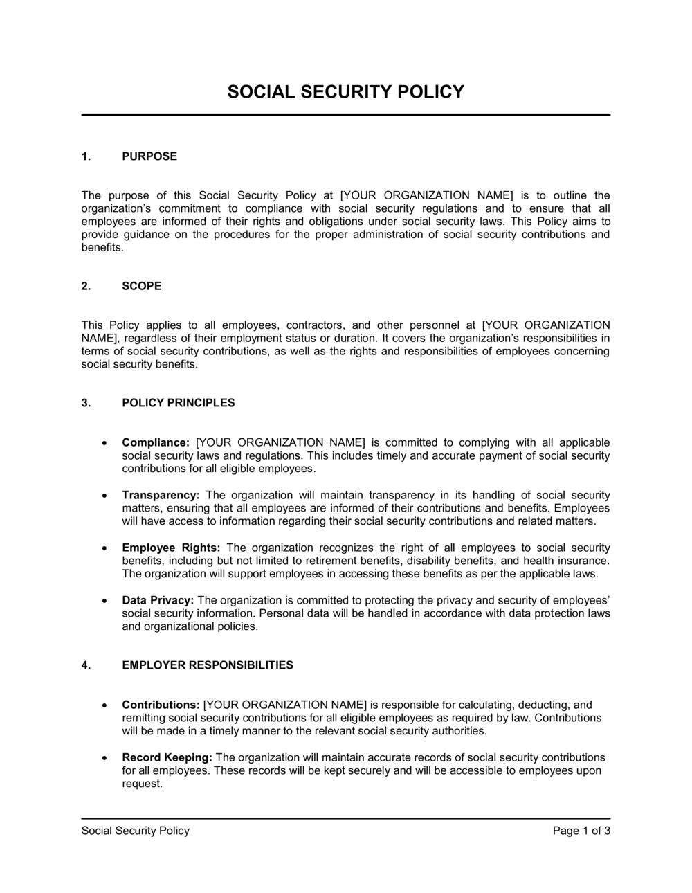Business-in-a-Box's Social Security Policy Template