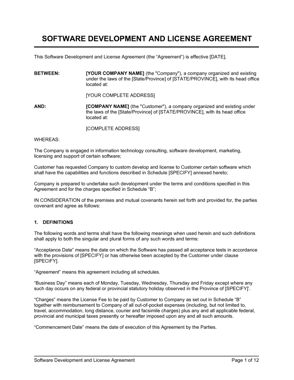 Software Development And License Agreement Template By Business in a Box 