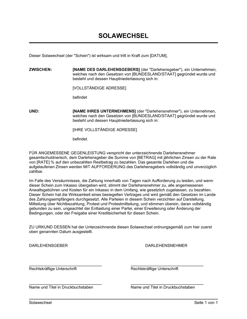 Business-in-a-Box's Solawechsel