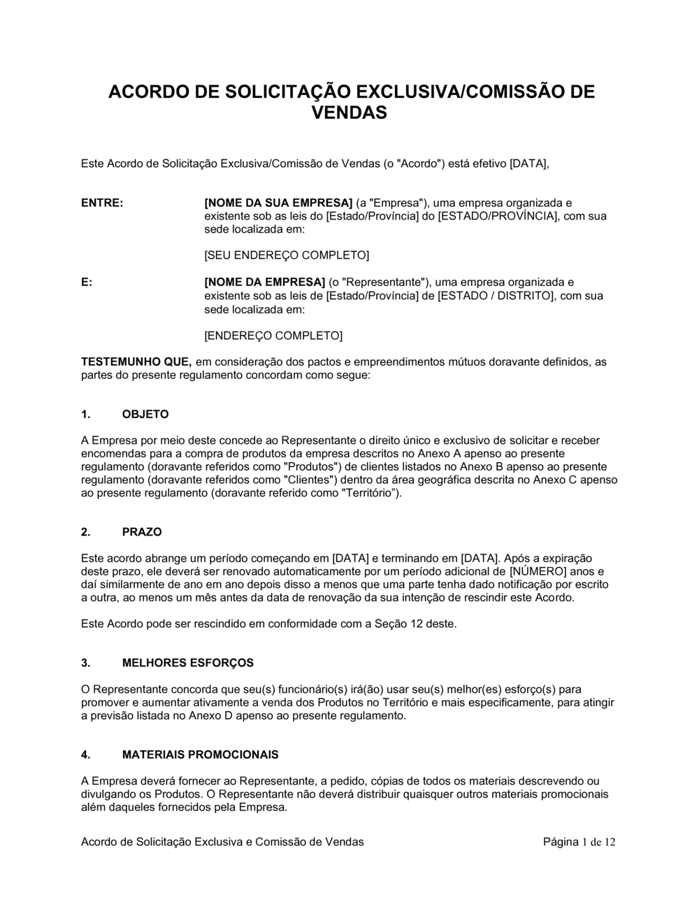 Business-in-a-Box's Solicitação Exclusiva Acordo de Comissão de Vendas