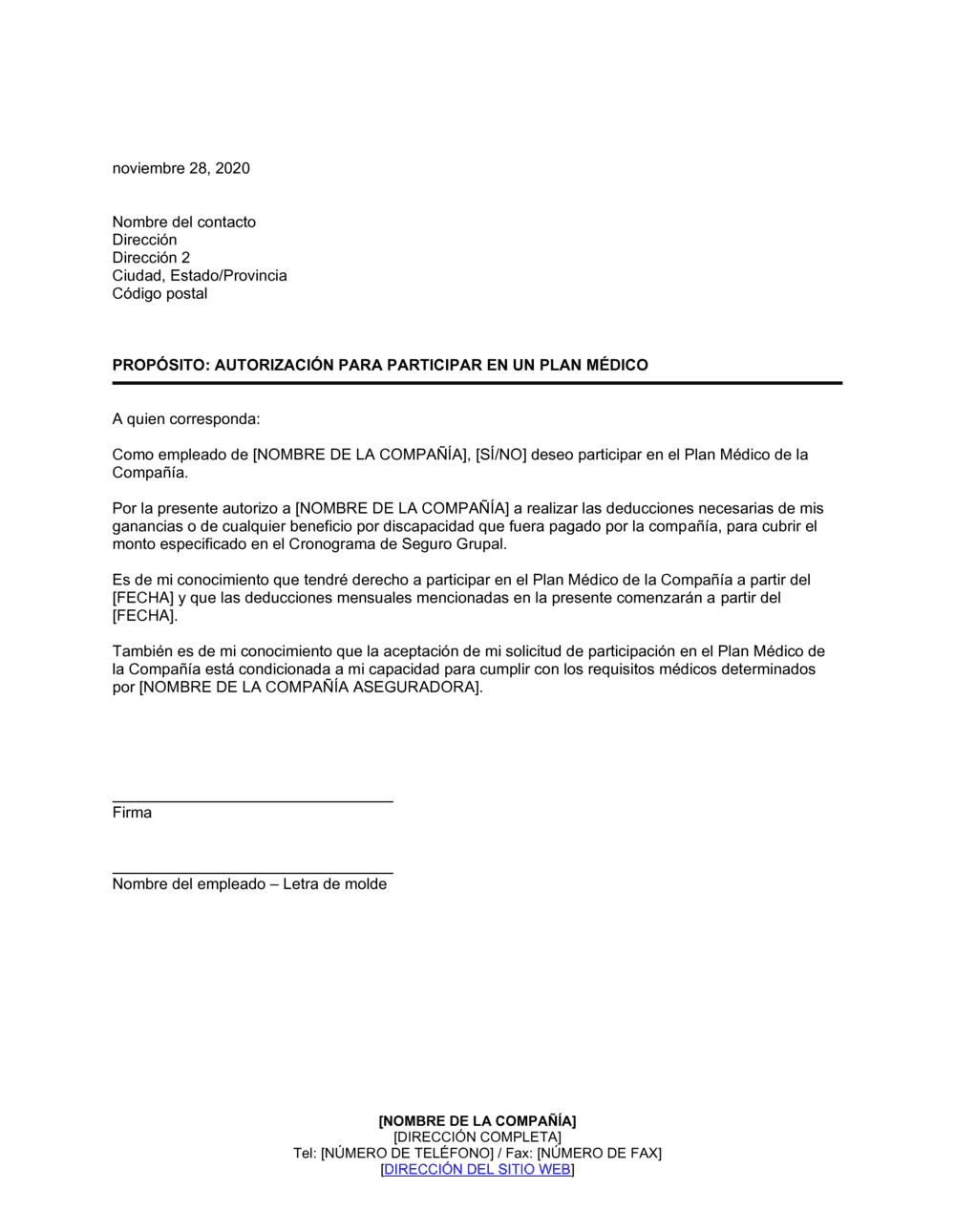 Business-in-a-Box's Solicitud de empleado para participar en plan médico