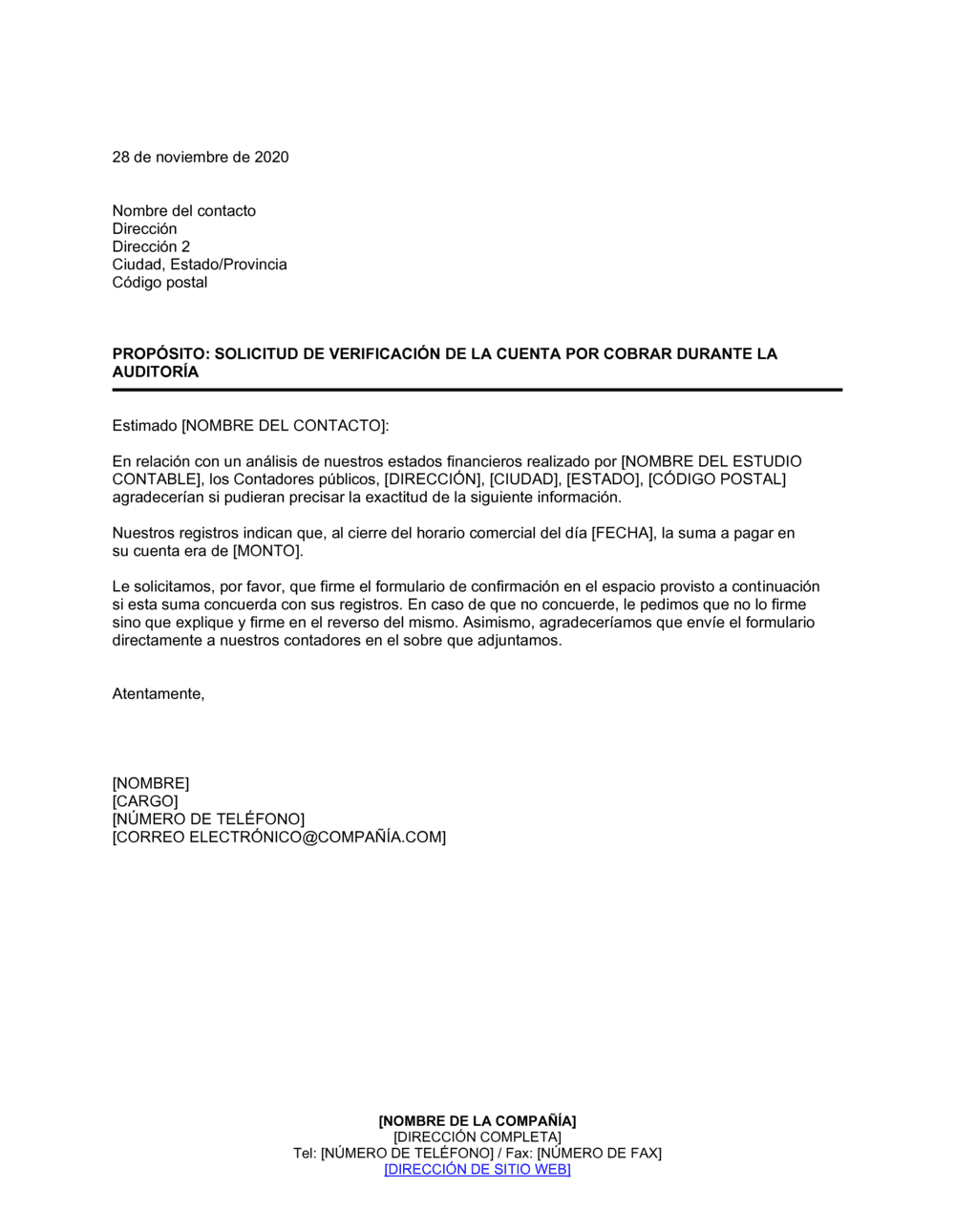 Business-in-a-Box's Solicitud de verificación de la cuenta por cobrar durante la auditoría