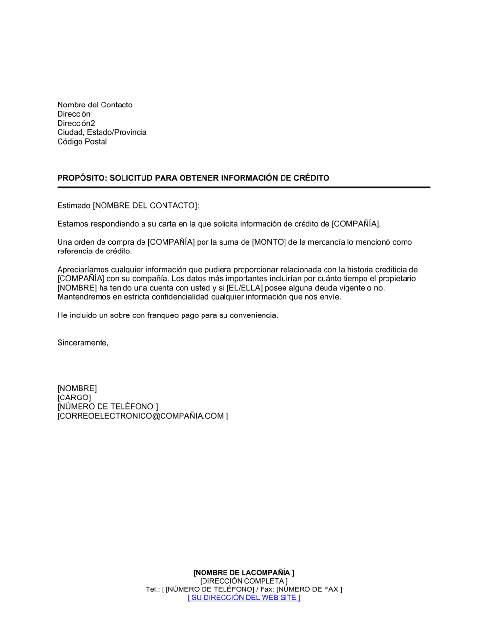 Business-in-a-Box's Solicitud para obtener información del crédito de un nuevo cliente