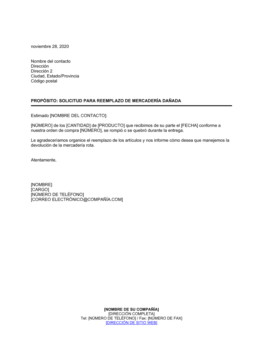 Business-in-a-Box's Solicitud para reemplazo de mercadería dañada