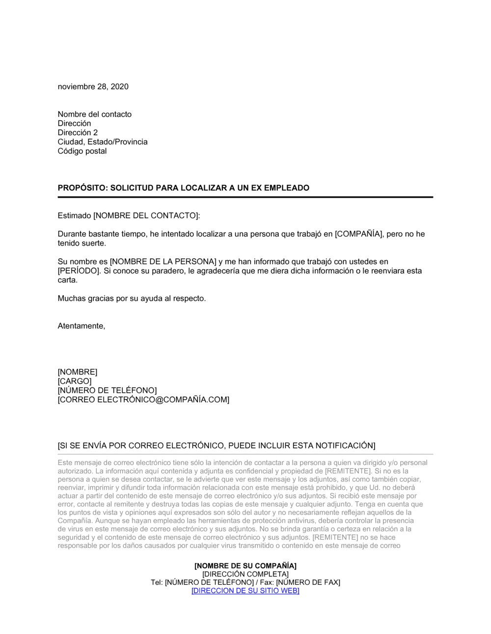 Business-in-a-Box's Solicitud para ubicar a un ex empleado