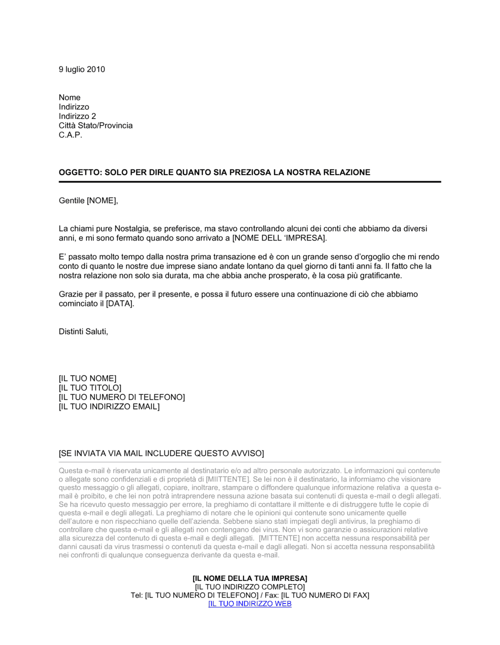 Business-in-a-Box's Solo per dirle quanto sia preziosa la nostra relazione