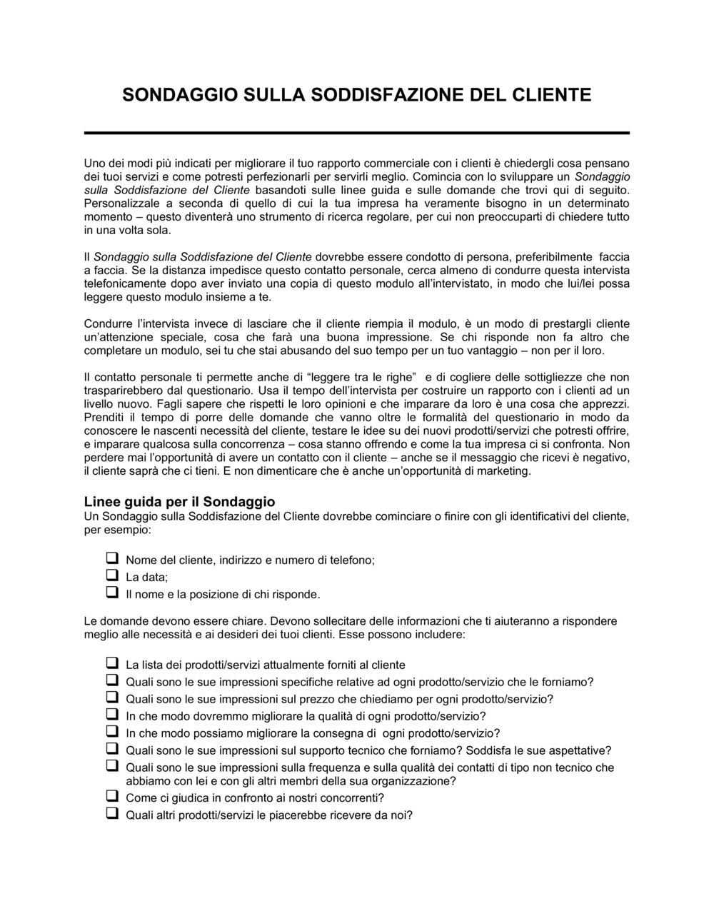 Business-in-a-Box's Sondaggio soddisfazione cliente