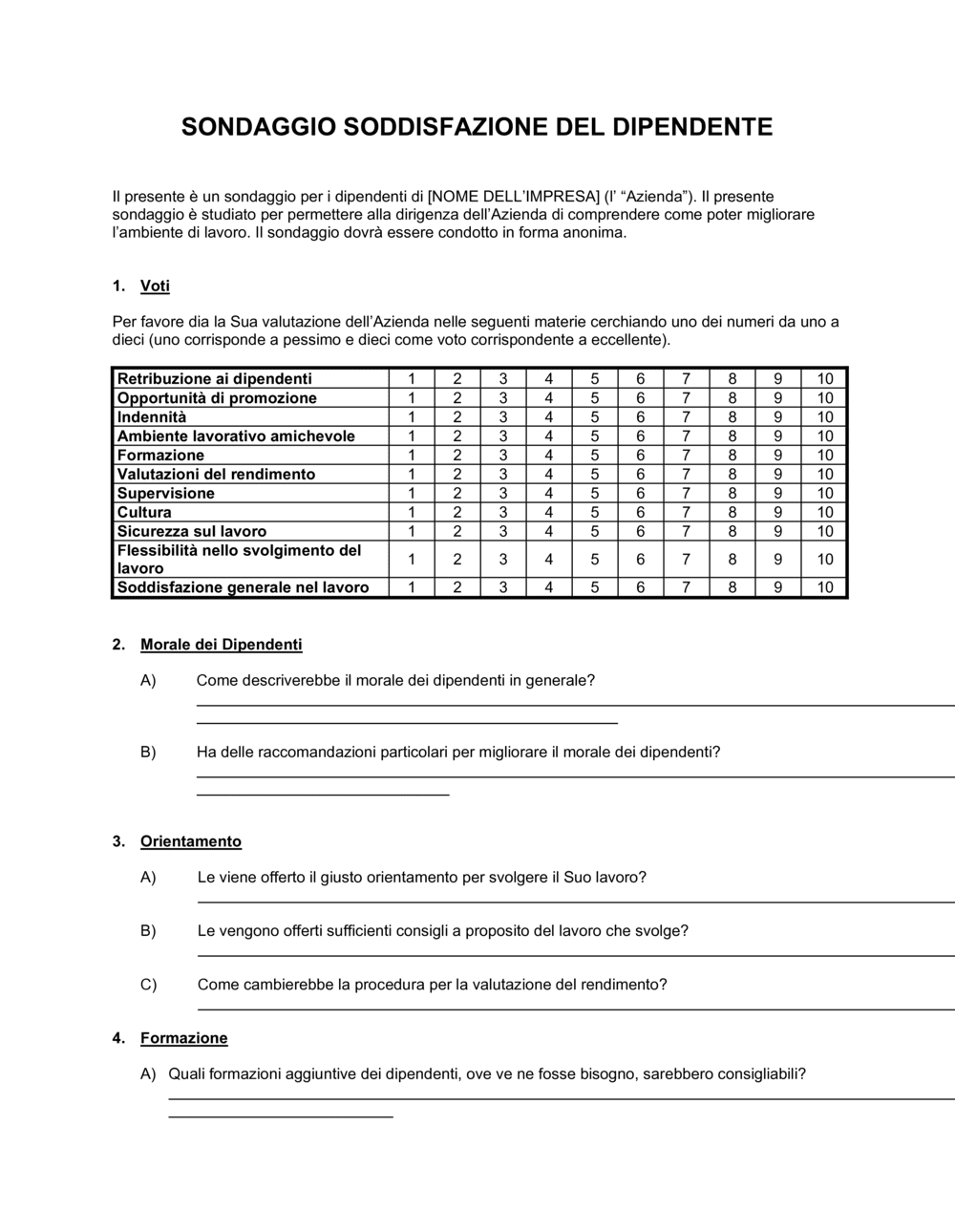 Business-in-a-Box's Sondaggio soddisfazione del dipendente