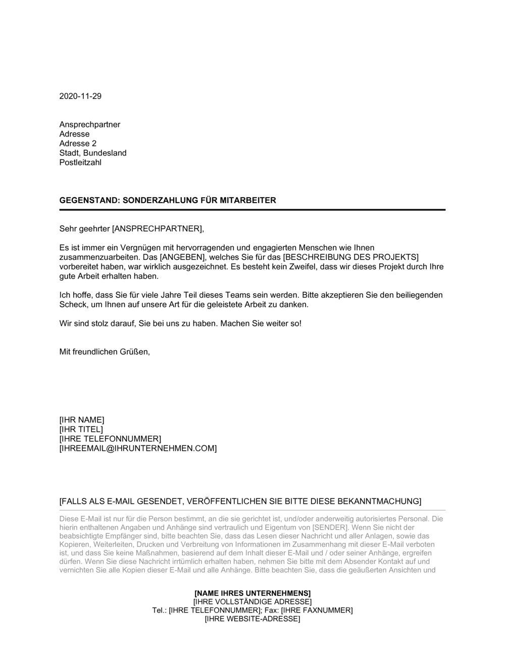 Business-in-a-Box's Sonderzahlung für Mitarbeiter