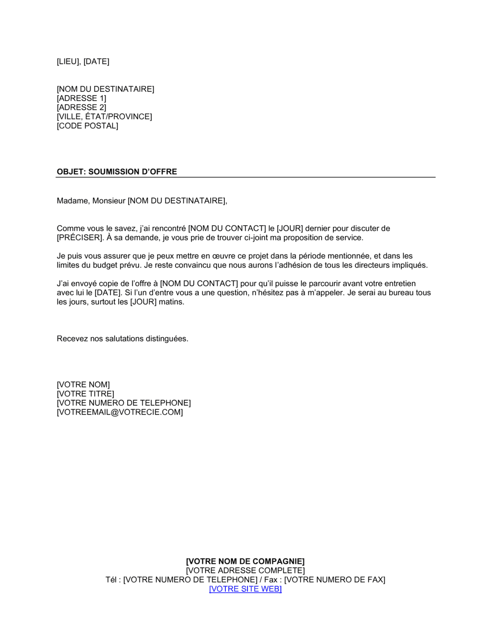 Business-in-a-Box's Soumission d'offre pour avis