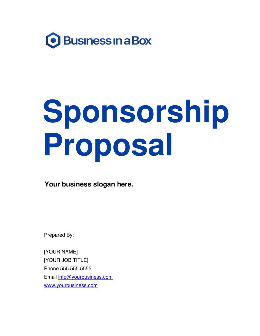 Sponsorship Proposal Template  by Business-in-a-Box™ Regarding tv show sponsorship agreement template