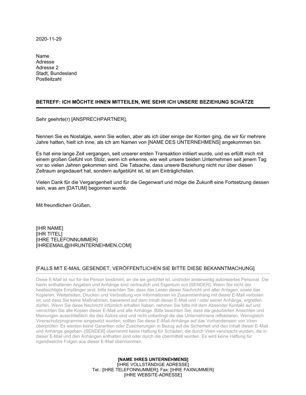 Business-in-a-Box's Spontaner Brief über gute Kundenbeziehungen