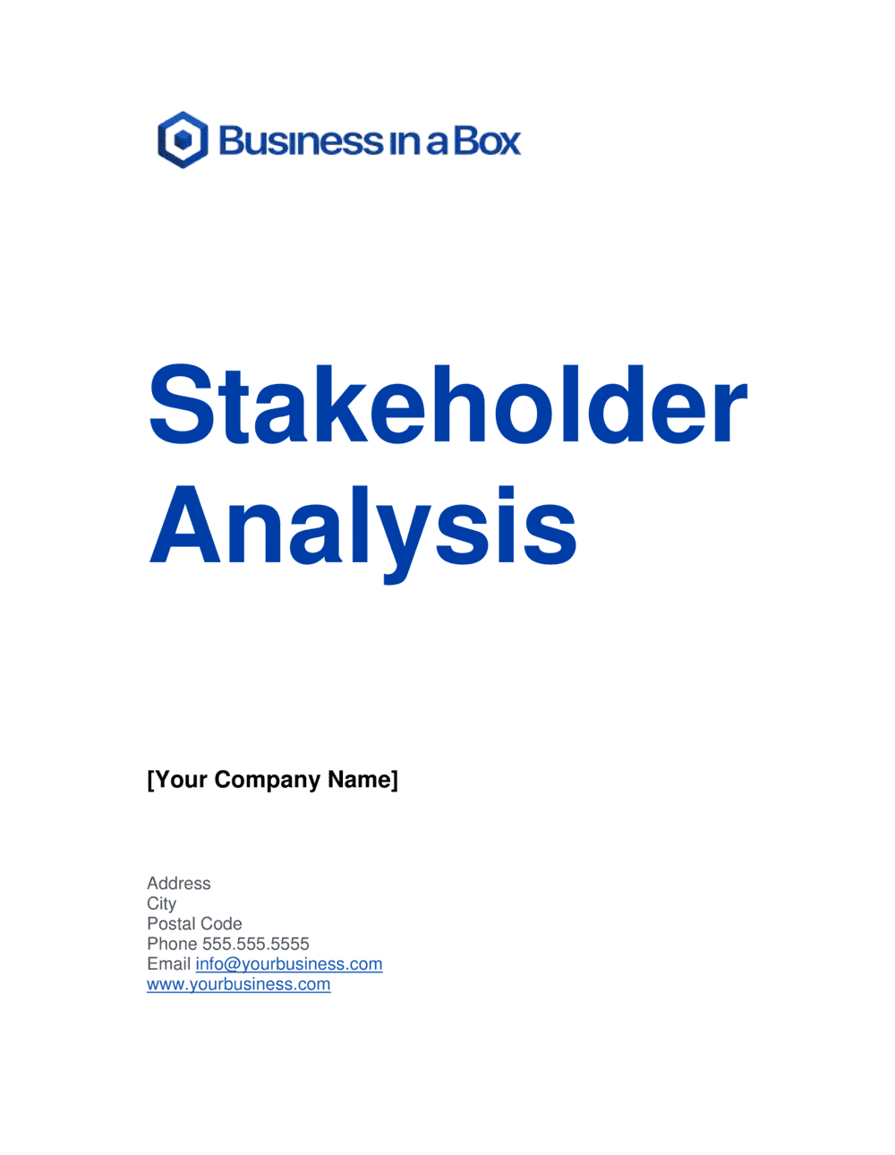 Business-in-a-Box's Stakeholder Analysis Template
