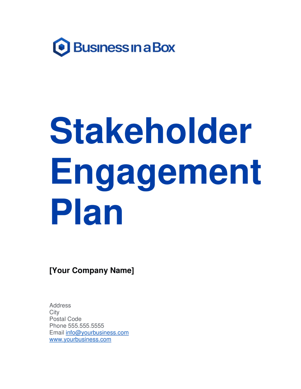 Business-in-a-Box's Stakeholder Engagement Plan Template