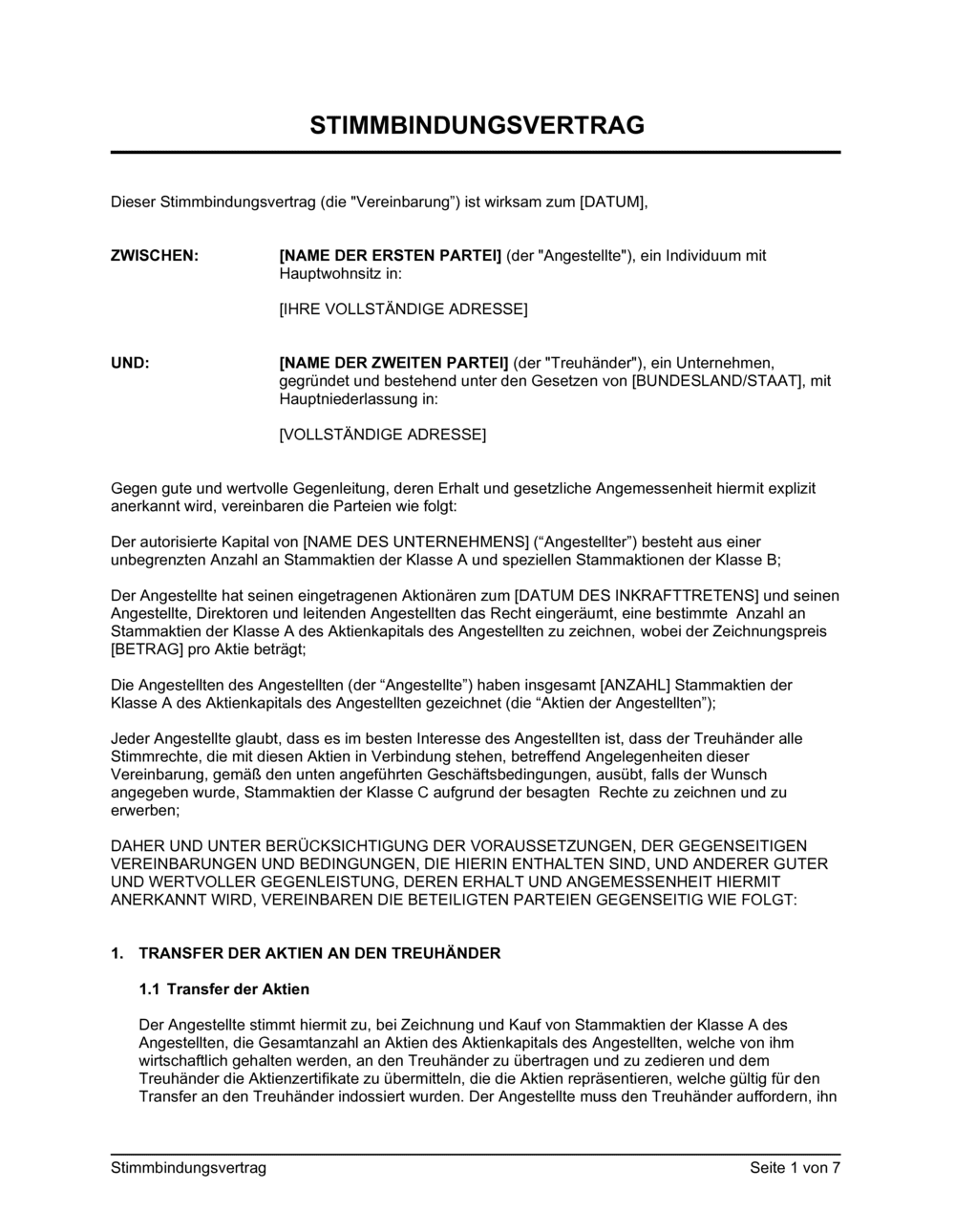 Business-in-a-Box's Stimmbindungsvertrag