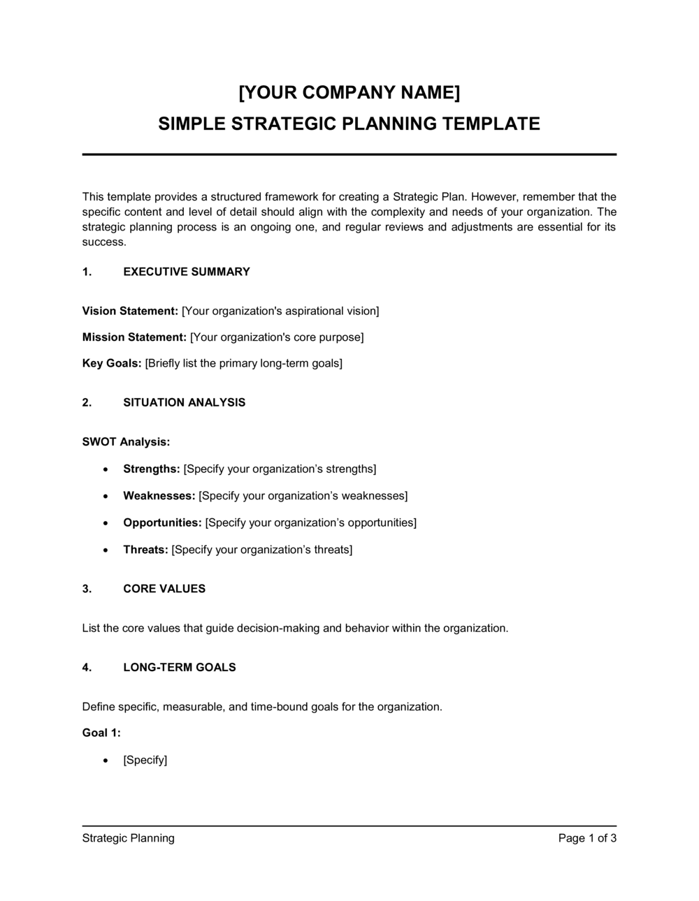 Business-in-a-Box's Strategic Planning Template