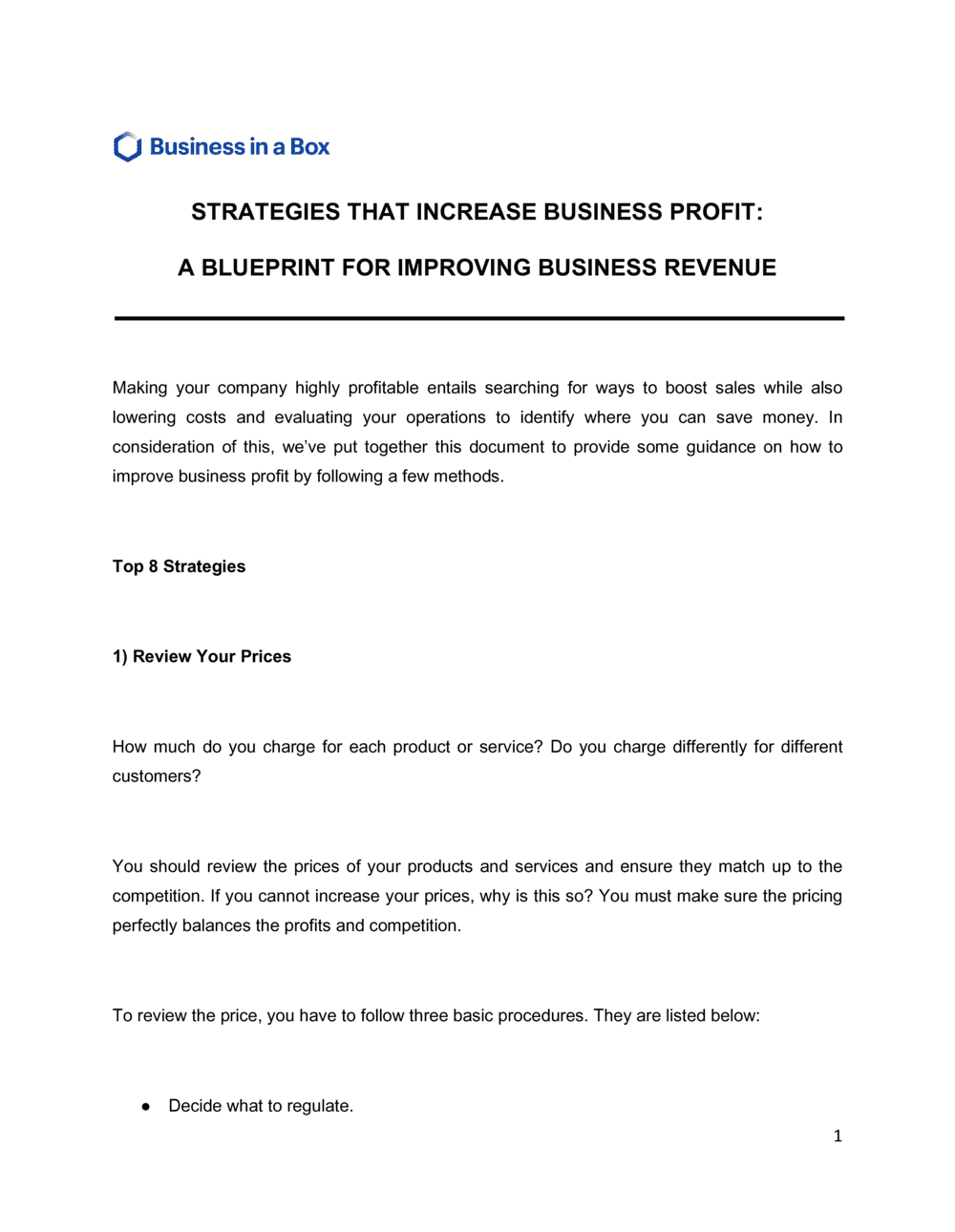 Business-in-a-Box's Strategies That Increase Business Profit Template