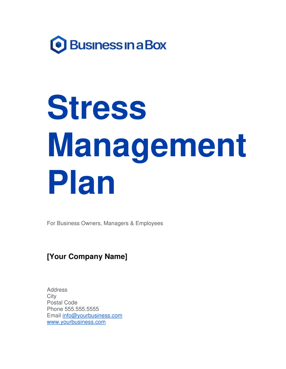 Business-in-a-Box's Stress Management Plan Template