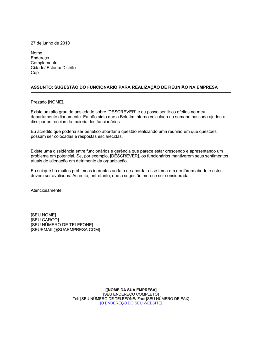 Business-in-a-Box's Sugestão de FUncionário para Reunião da COmpanhia