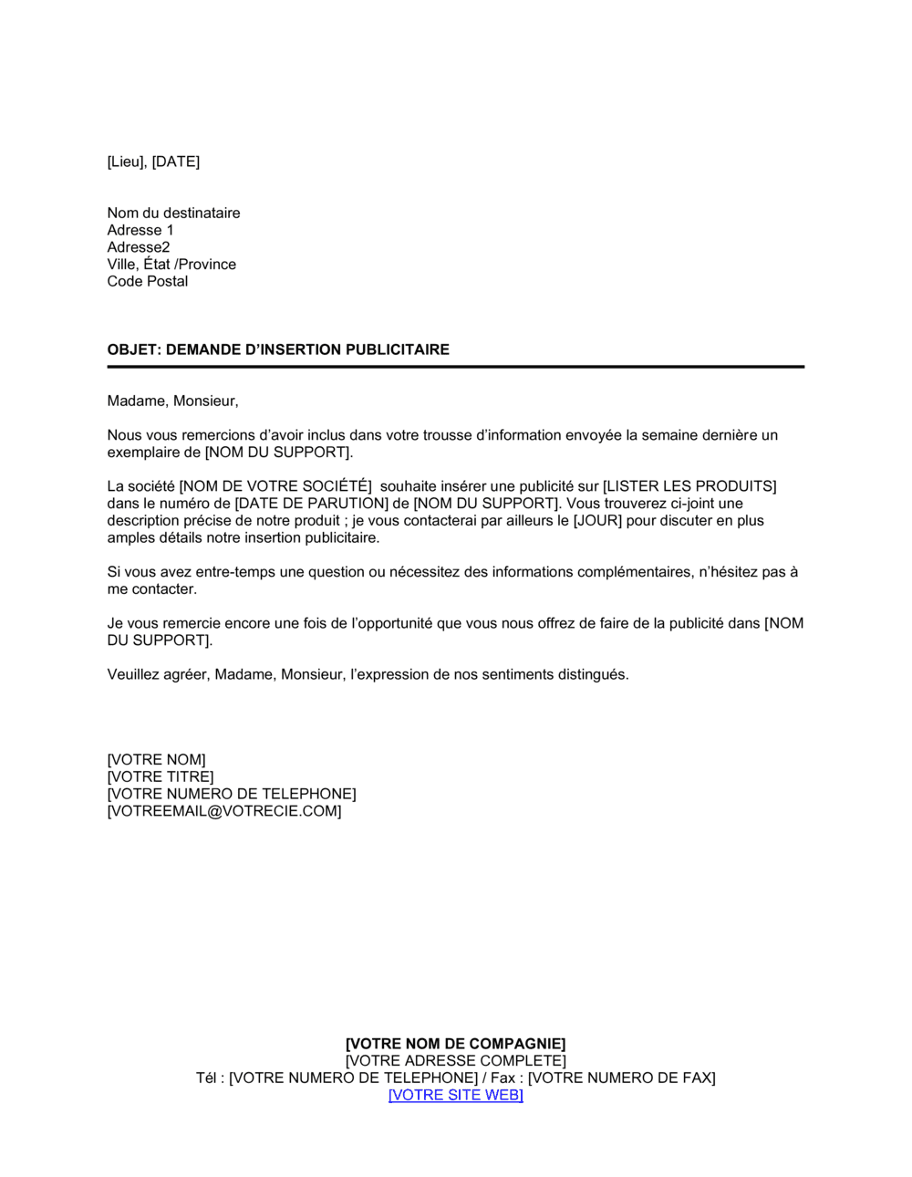 Business-in-a-Box's Suivi de demande d'insertion publicitaire