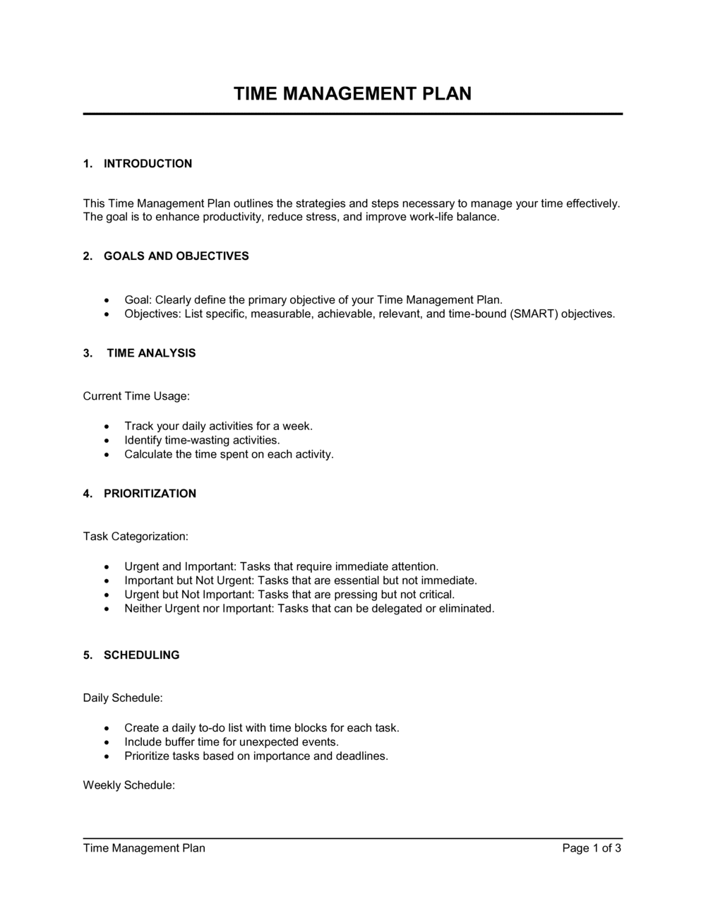 Business-in-a-Box's Time Management Plan Template