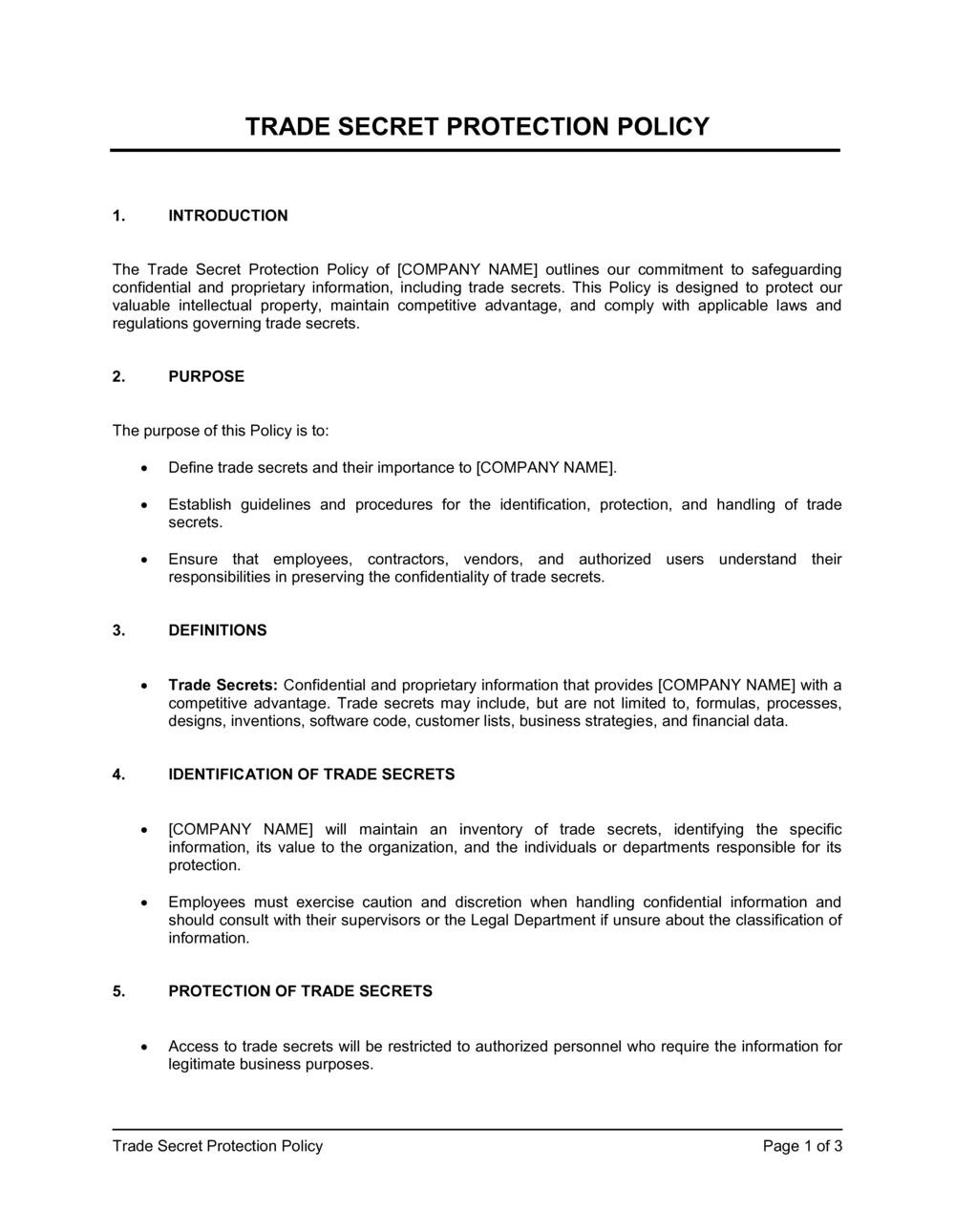 Business-in-a-Box's Trade Secret Protection Policy Template