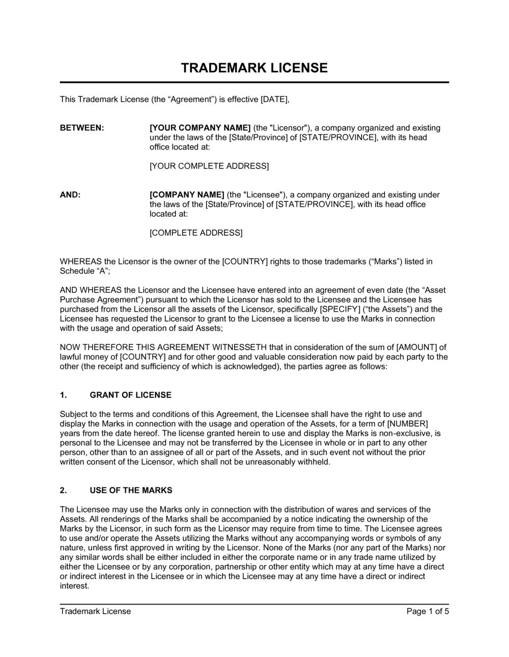 Trademark License Template  by Business-in-a-Box™ With free trademark license agreement template