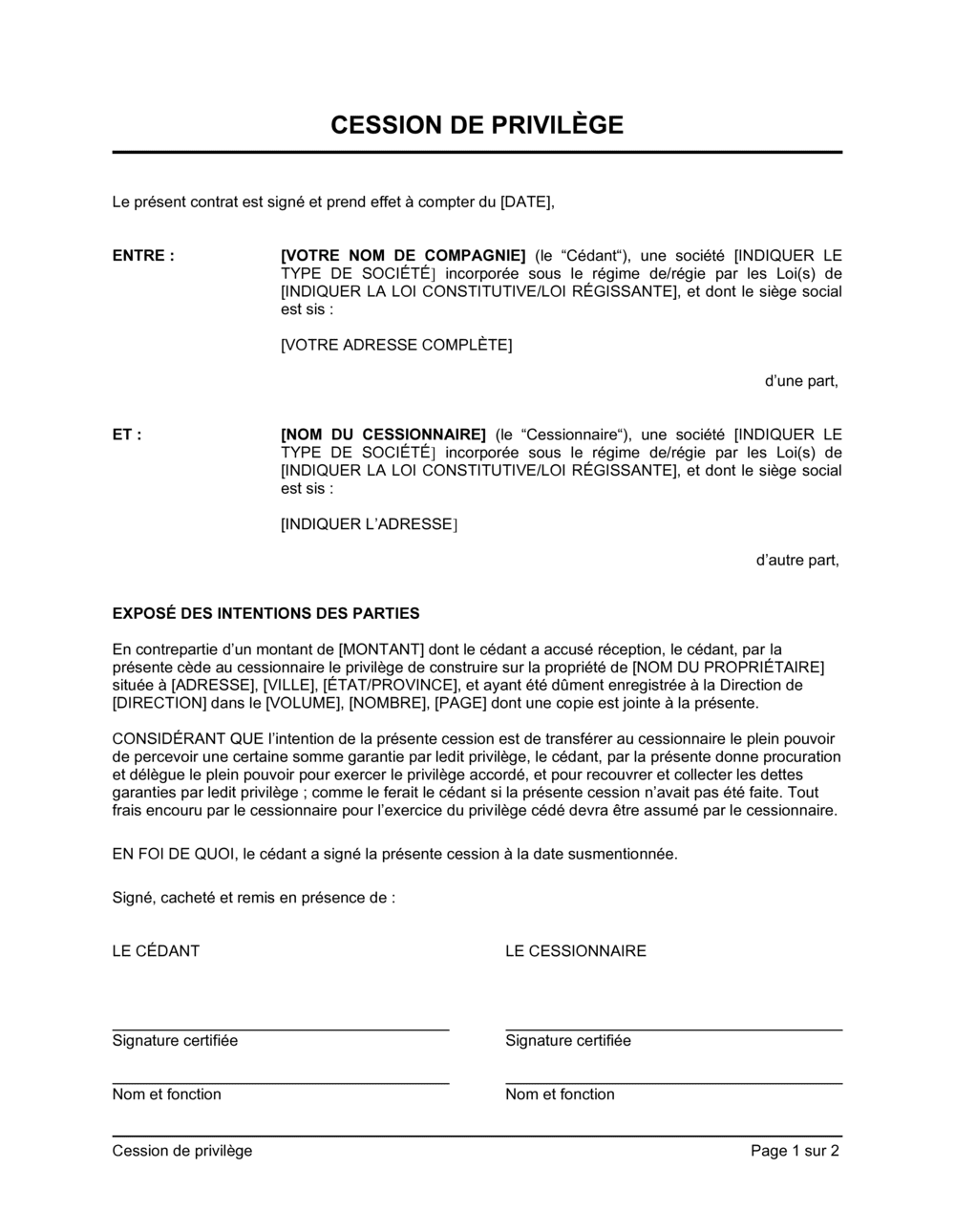 Business-in-a-Box's Transfert de privilège