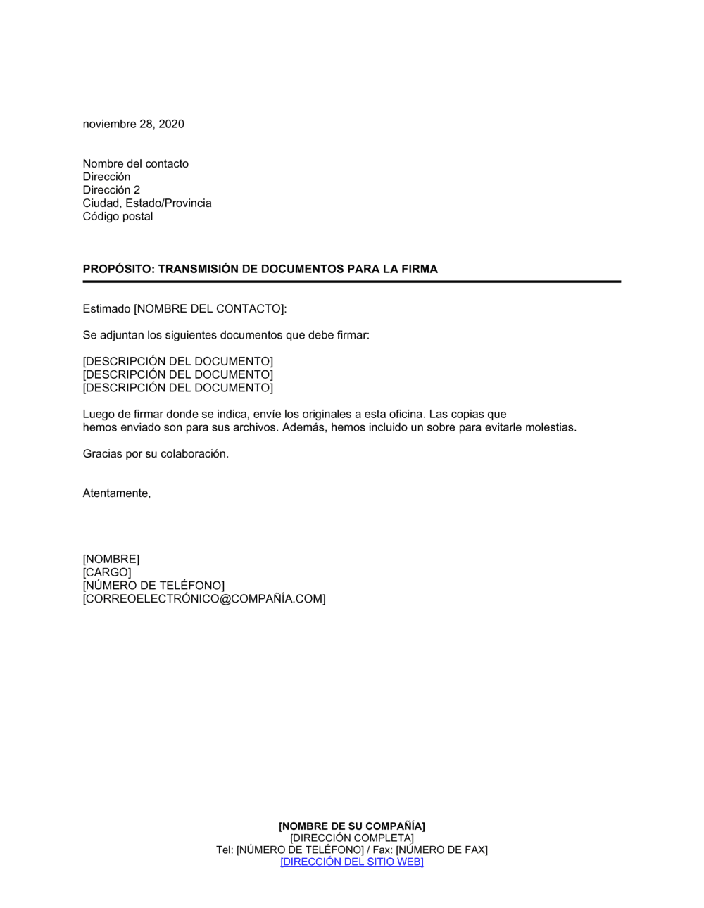 Business-in-a-Box's Transmisión de documentos para la firma