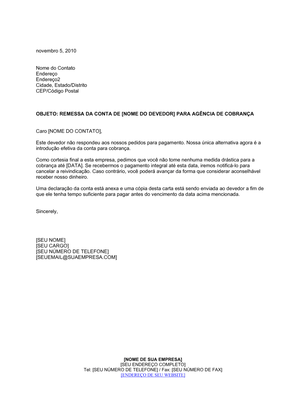 Business-in-a-Box's Transmissão de Conta para Agência de Coleta