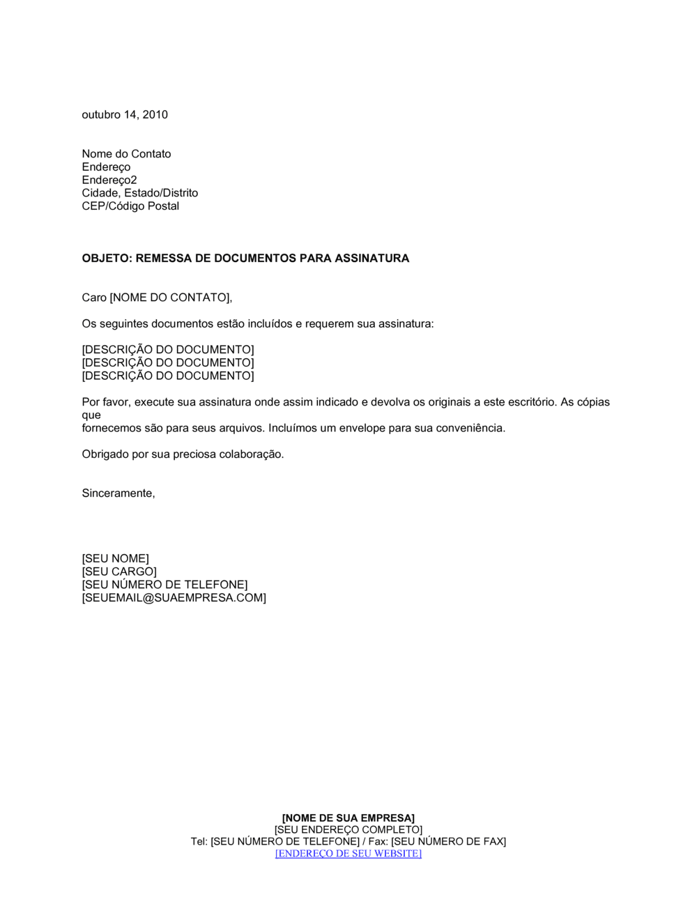 Business-in-a-Box's Transmissão de Documentos para Assinatura