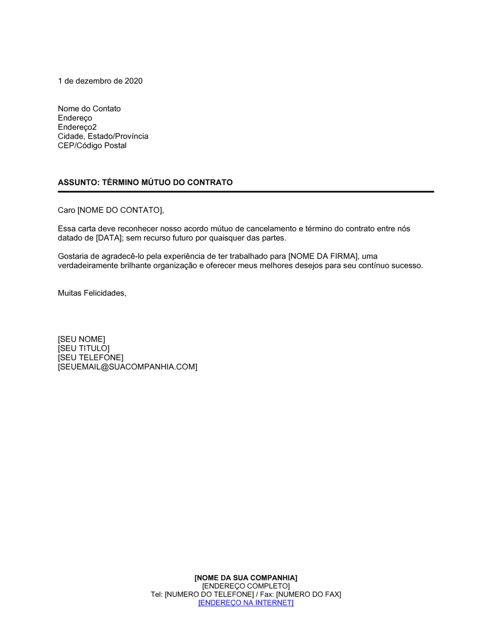 Business-in-a-Box's Término Mútuo do Contrato